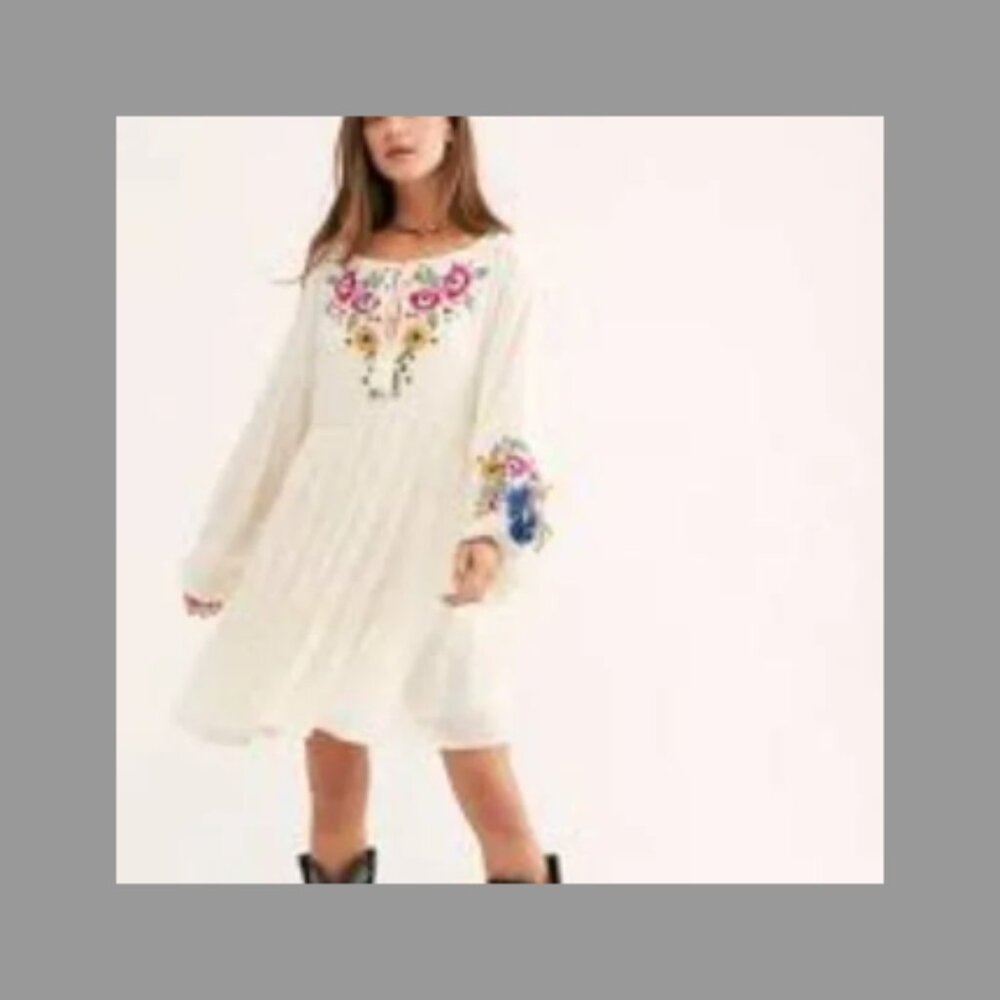 Free People Spell On You Embroidered Mini Dress Size XS